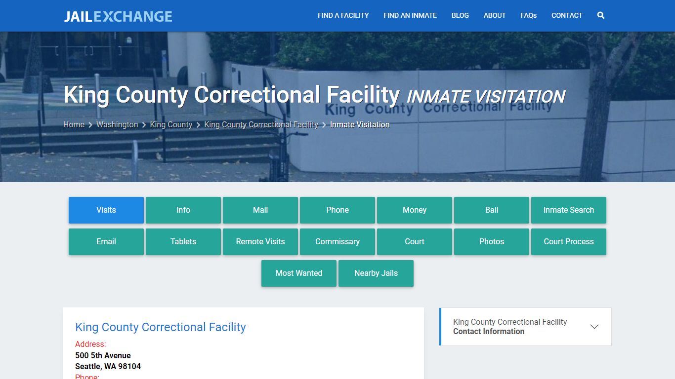 Inmate Visitation - King County Correctional Facility, WA - Jail Exchange